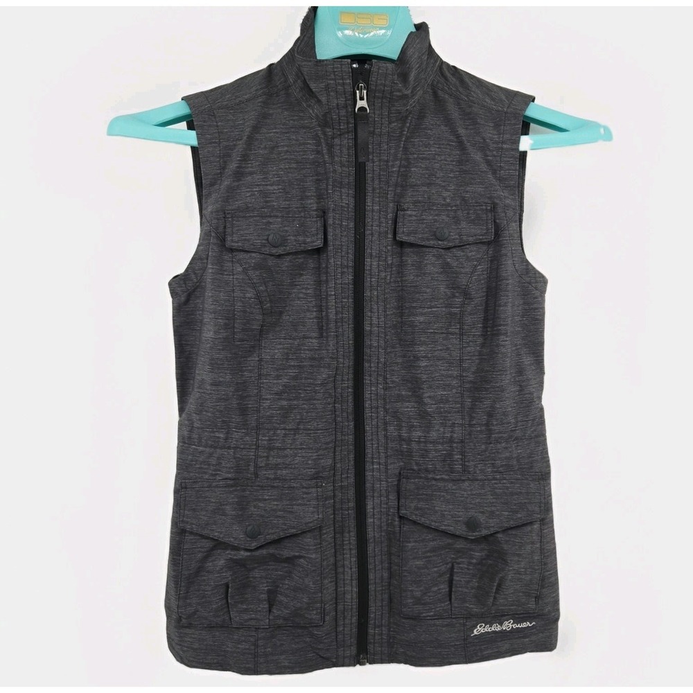 Eddie Bauer Travex Vest Womens XS Gray Lightweight Travel Utility Zip Pockets